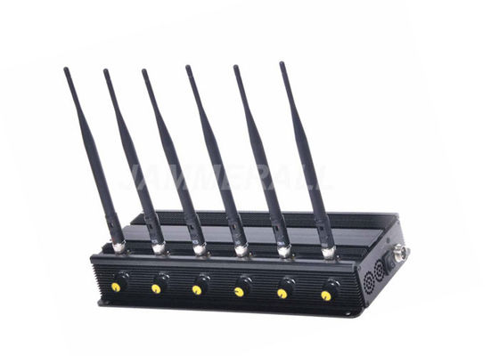 جودة  6 Band Desktop Cell Phone Signal Jammer , Adjustable Cellular 3G 4G WiFi Jammer مصنع
